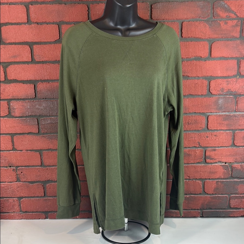 Niloufo Shirt Womens Large Olive Green Long Sleeve